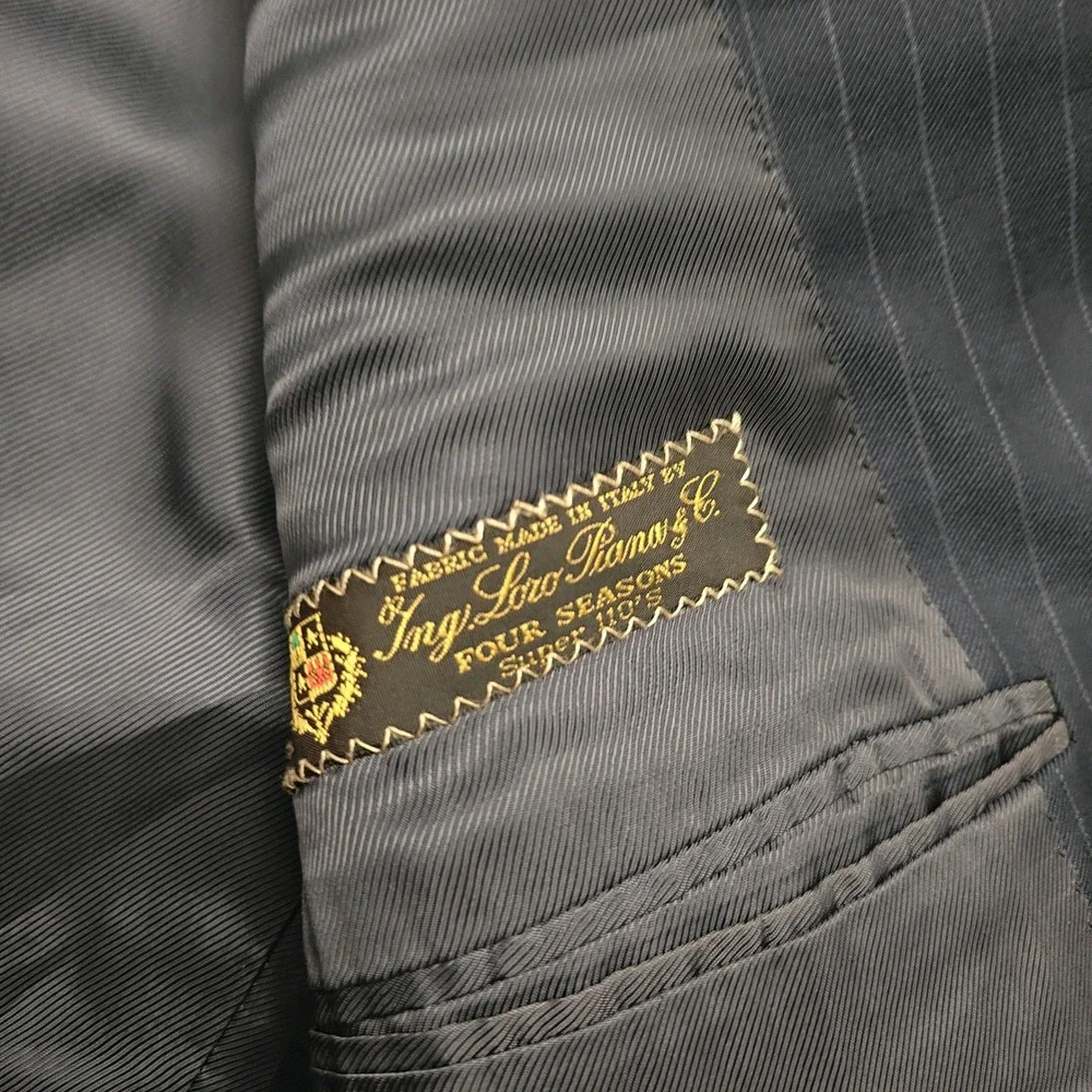 Eredi Pisano Loro Piana Navy Pinstripe Wool Suit Jacket Blazer Made in Italy‎